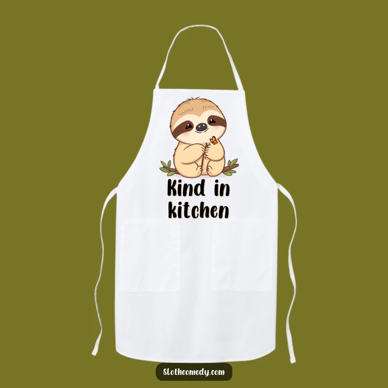 Funny Kawaii Sloth Apron: Gentle Kitchen Wear, Butterfly Friend Funny Gift