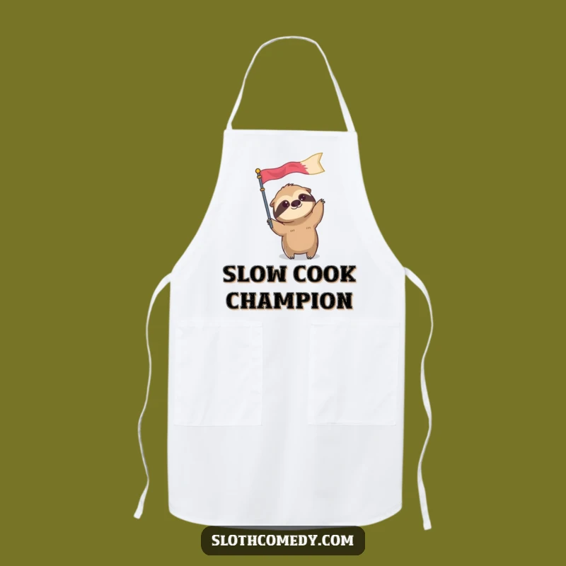 Funny Sloth Flag Apron: Cook Slowly, Laugh Loudly, Perfect Kitchen Funny Gift