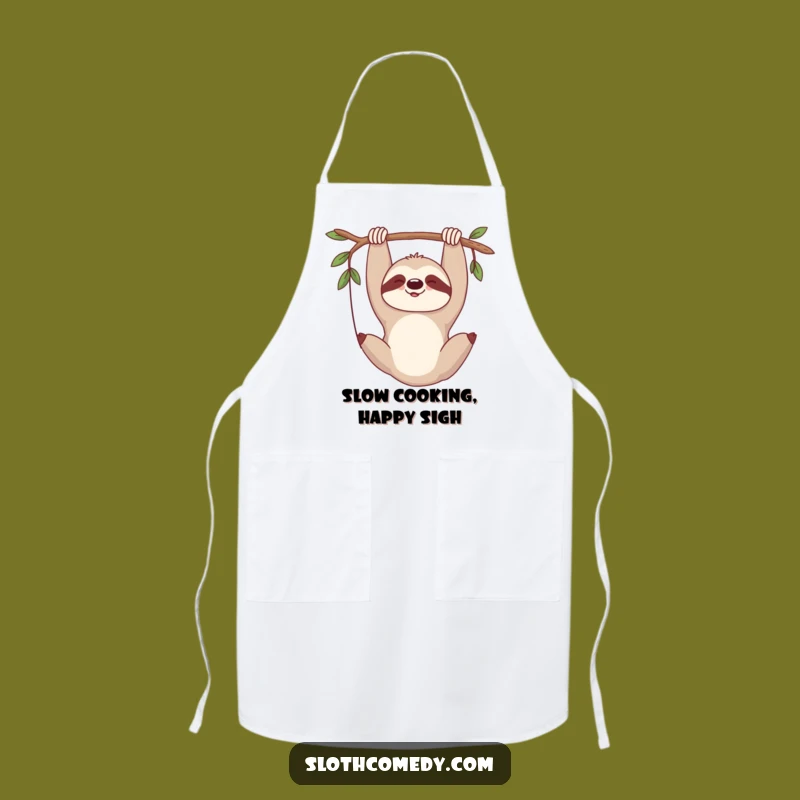 Funny Sloth Sigh Apron: Cook with Comedic Calm, Relaxed Kitchen Gift