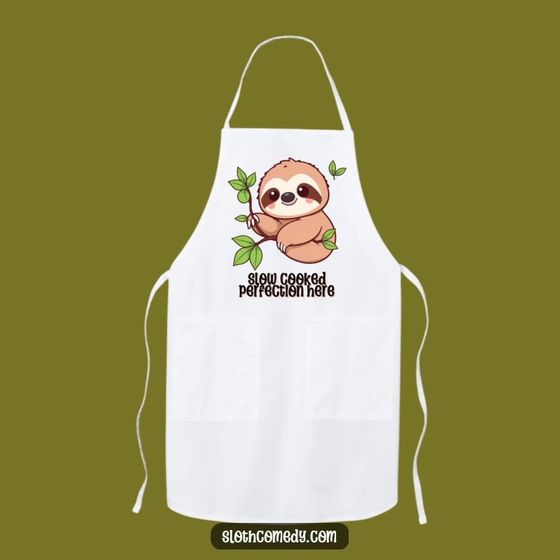 Funny Kawaii Sloth Apron - Hilarious Slow Cooking Kitchen Humor