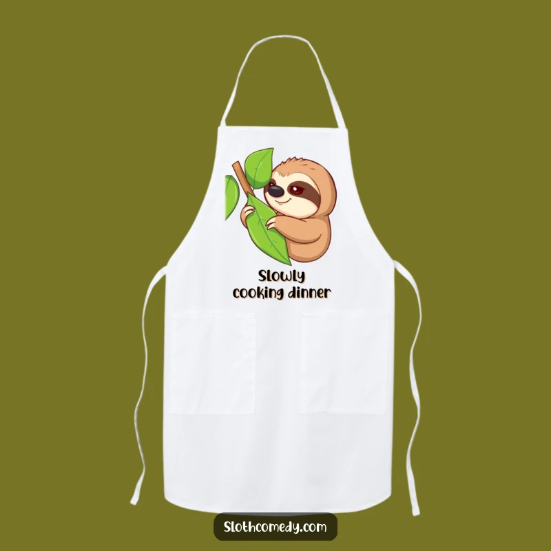 Funny Reaching Sloth Apron: Slow Down and Cook, a Kitchen Funny Gift
