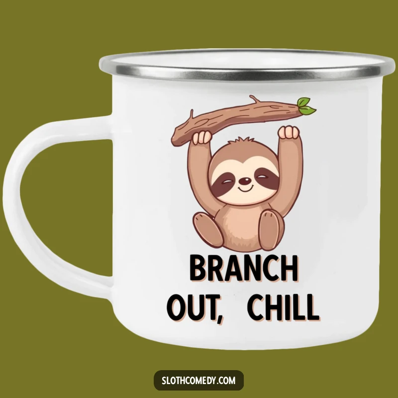 Funny Kawaii Sloth Camping Mug: Chill Adventures, Slow Smile, Branch Mug, Gift