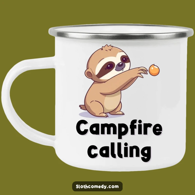 Funny Sloth Slow Reach Enamel Camping Mug - Adventure Slowly, Sip Happily