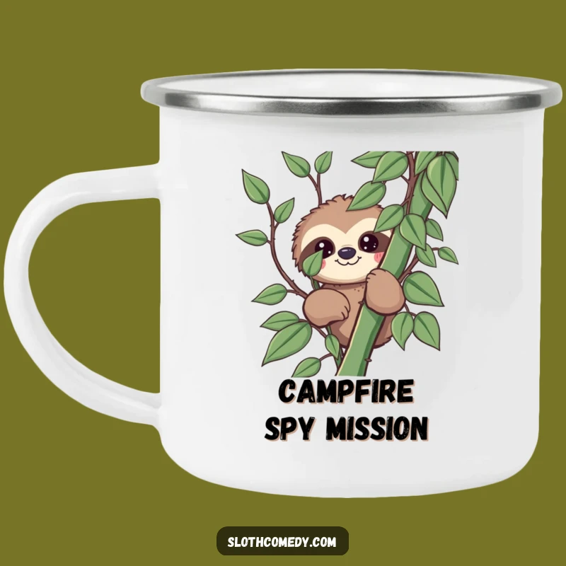 Funny Kawaii Sloth Camping Mug - Peek-a-Boo Brews for Outdoor Adventures