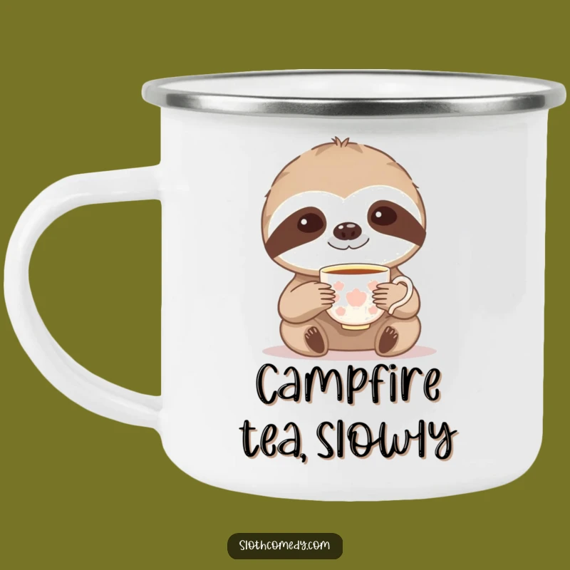 Funny Sloth Tea Time Camping Mug: Elegant Sips for Outdoor Adventures
