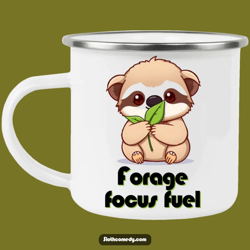Funny Kawaii Sloth Camping Mug: Focused Adventures, Leaf Mug, Outdoor Gift