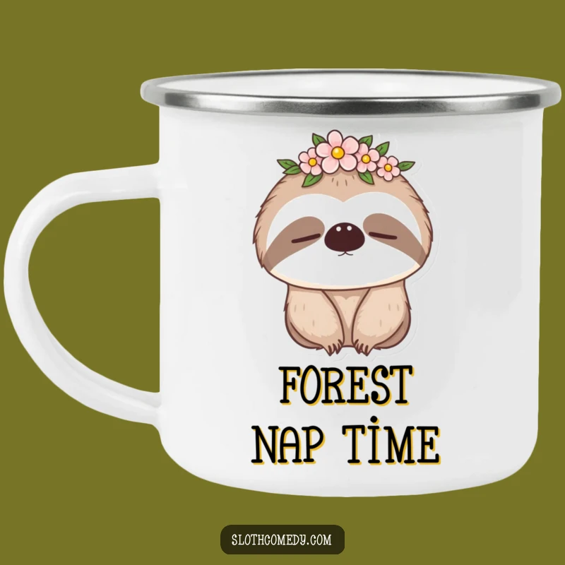 Funny Sleepy Sloth Camping Mug: Relaxed Adventures with a Flower Crown Sloth, a Funny Gift