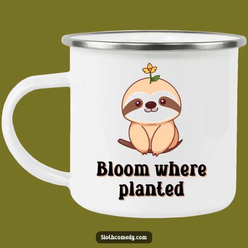 Funny Flower Sloth Camping Mug: Sweet Outdoor Moments - Perfect Funny Gift