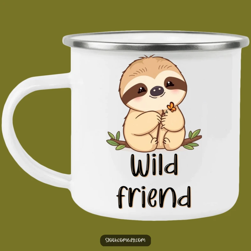 Funny Kawaii Sloth Camping Mug: Durable Butterfly Design, Unique Funny Gift