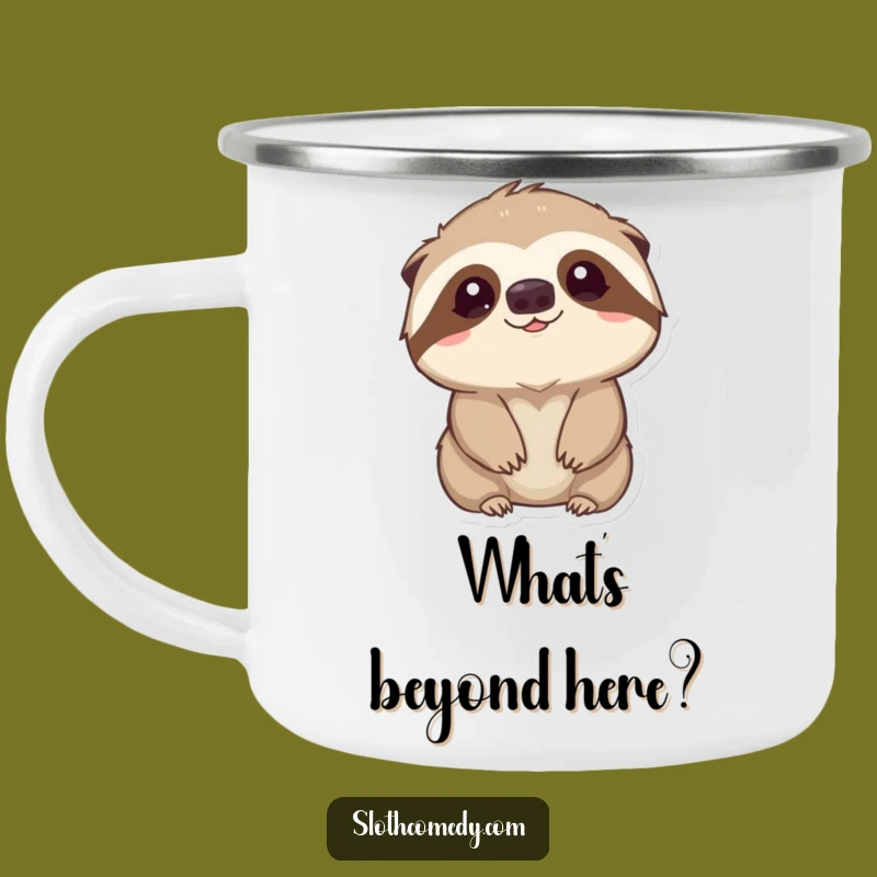 Funny Kawaii Sloth Curiosity Camping Mug: Wonder Outdoors, Unique Funny Gift!