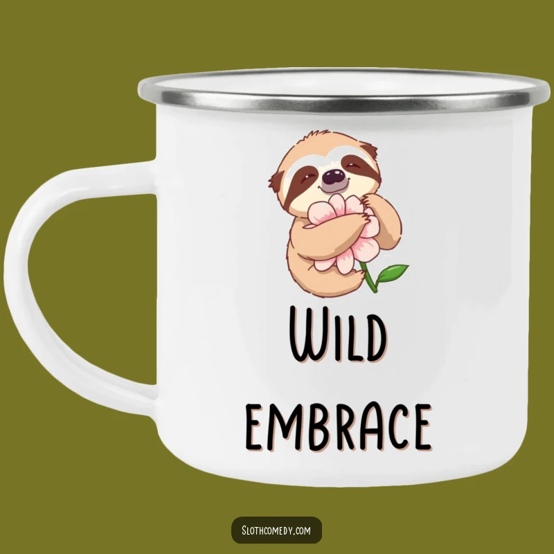 Funny Sloth Flower Hug Camping Mug: Enjoy Your Brew with This Hilarious Nature Cup