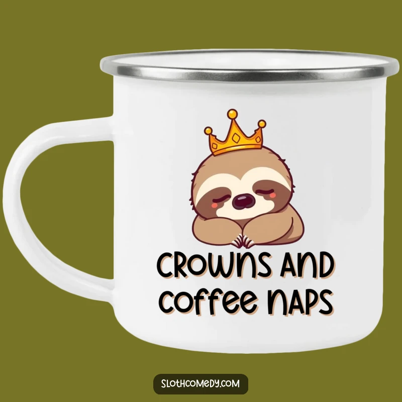 Funny Sloth King Crown Nap Camping Mug: Hilarious Royal Outdoors Gift