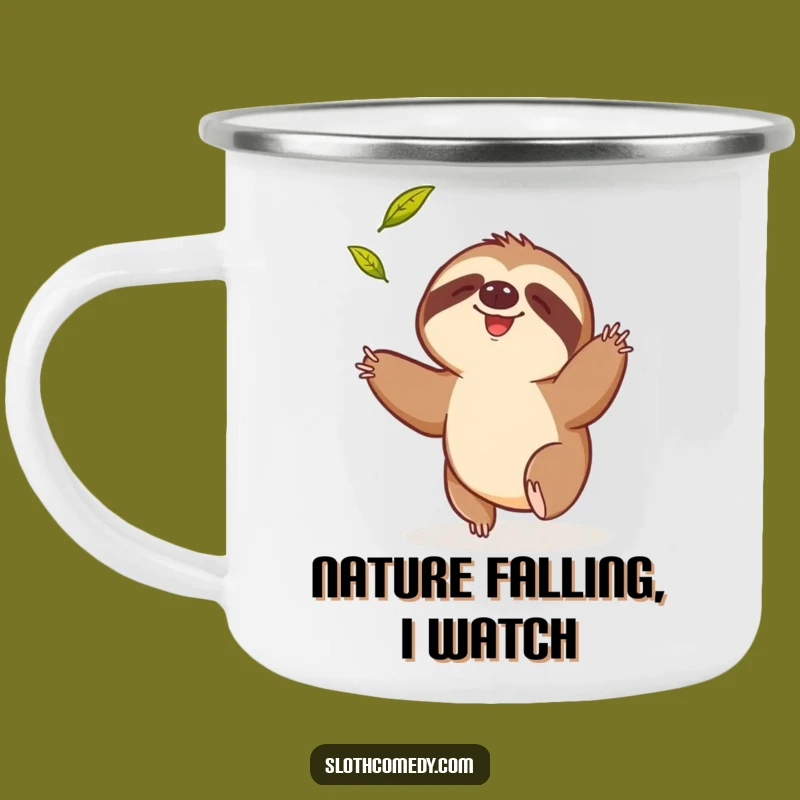 Funny Sloth Leaf Camping Mug: Comical Adventures, Perfect Outdoor Funny Gift