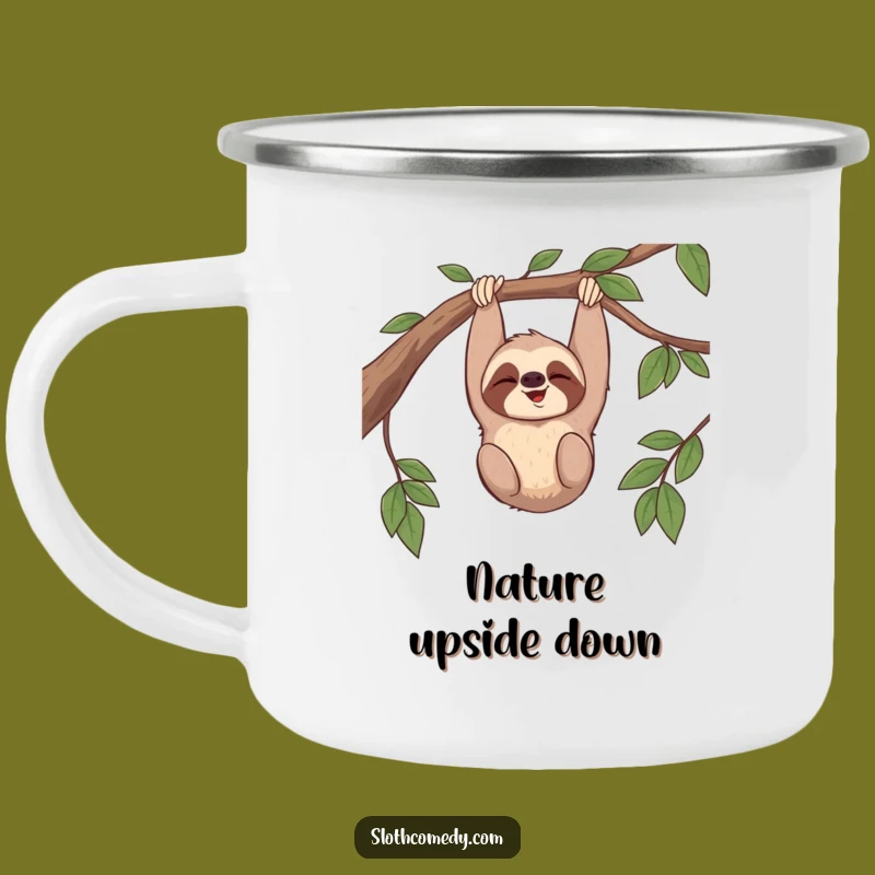 Funny Sloth Giggle Camping Mug: Upside Down Adventures, Perfect Outdoor Funny Gift