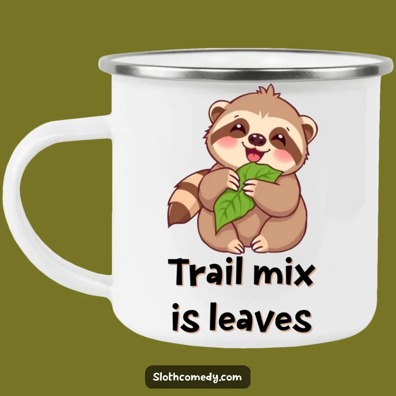 Funny Kawaii Sloth Camping Mug - Joyful Munching Outdoor Humor