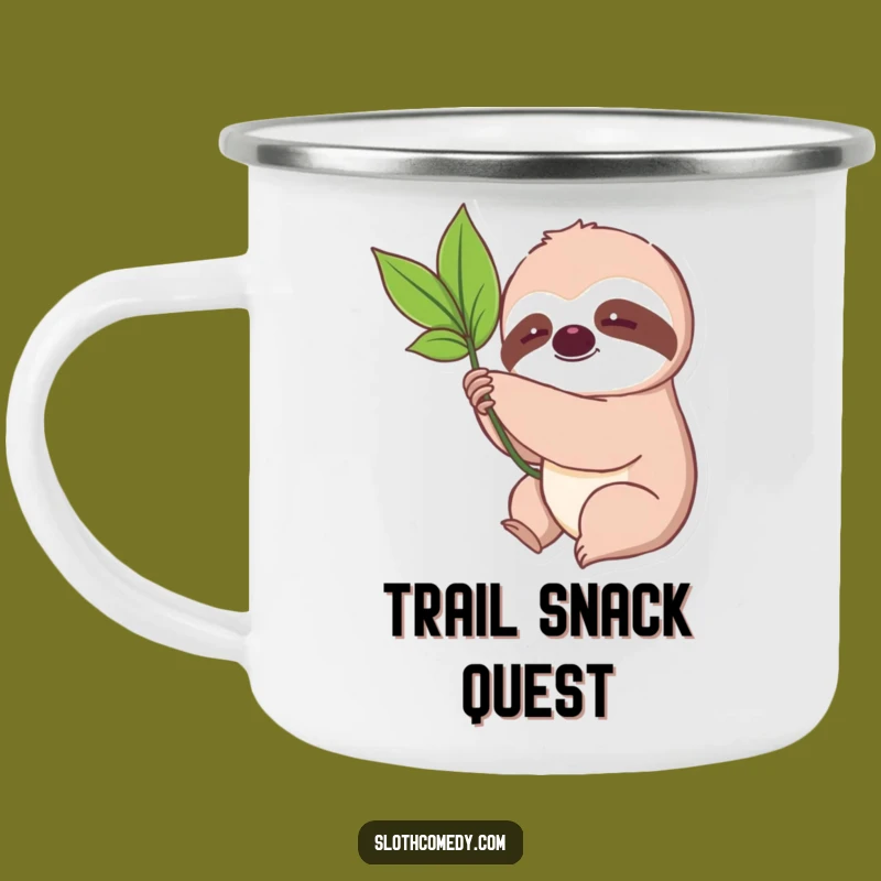 Funny Kawaii Sloth Leaf Camping Mug - Slow Sloth Enamel Cup, Cute & Hilarious Gift