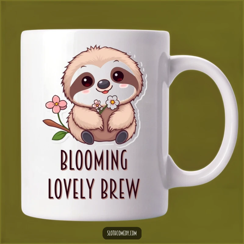 Funny Kawaii Sloth Flower Mug - Adorable & Hilarious Sloth Lover Gift, Cute