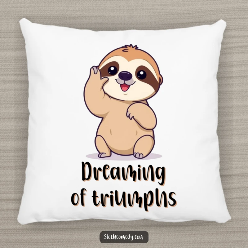 Funny pillow featuring a sloth's slow, deliberate high-five, perfect for adding humorous comfort and a reminder of patient effort.