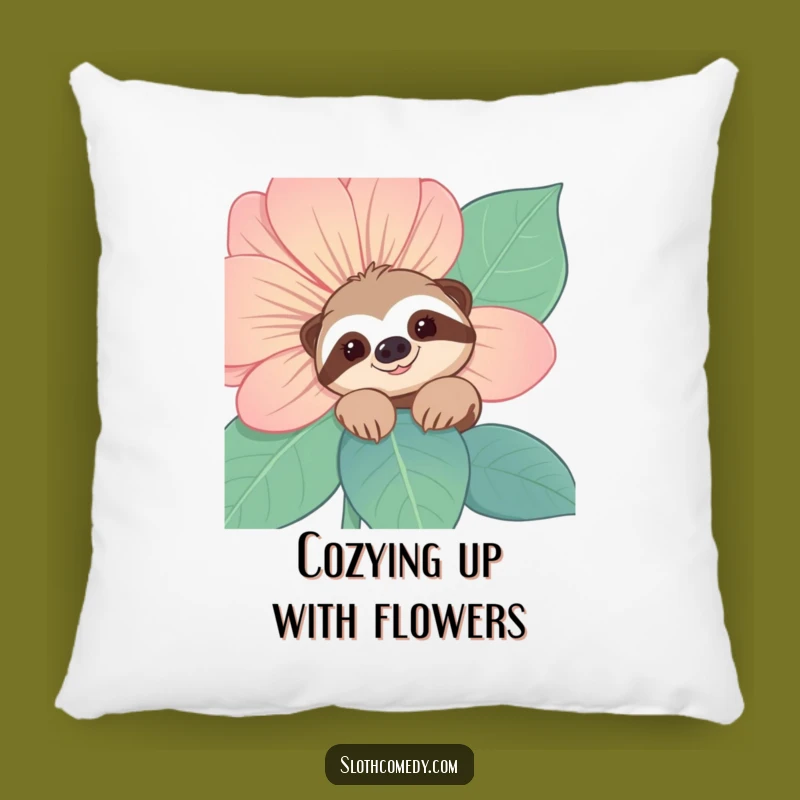 Funny Sloth Pillow: Flower Peek, Cozy Smile, Perfect Funny Gift!