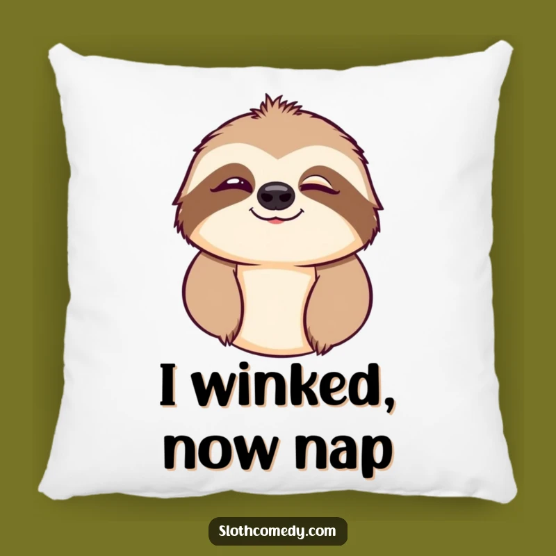 Funny Sloth Wink Pillow: Add Comedic Flair to Your Comfort, Cozy Gift