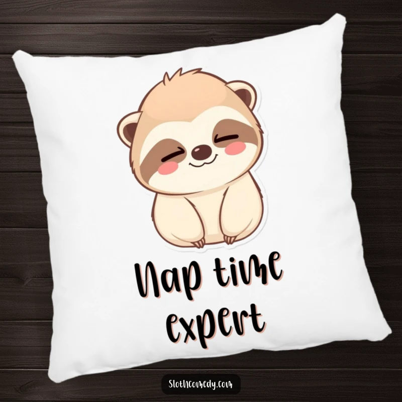 Funny Pillow: A plush cushion featuring a kawaii sloth giving a calm, slow wink, perfect for snuggling, a cute funny gift.