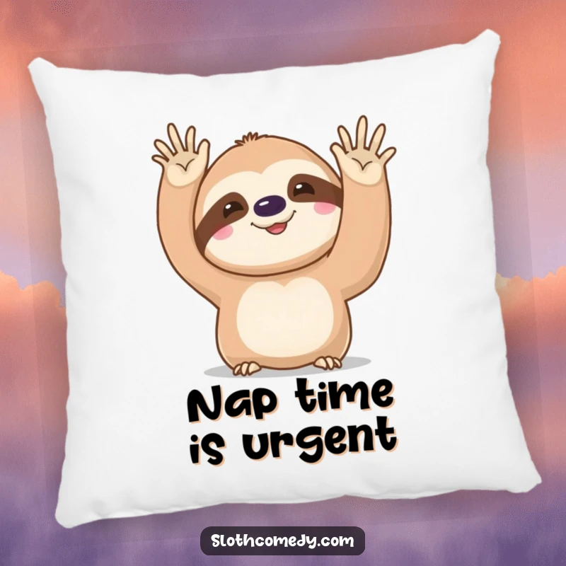 Funny kawaii sloth pillow, depicting a cute sloth's slow, funny wave, adding comfort and humor to sofas and beds.