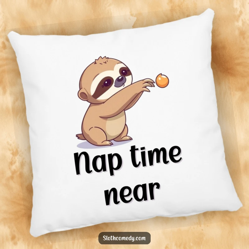 Funny Pillow: A depiction of a sloth deliberately stretching its claw towards a distant, perhaps unattainable, object.