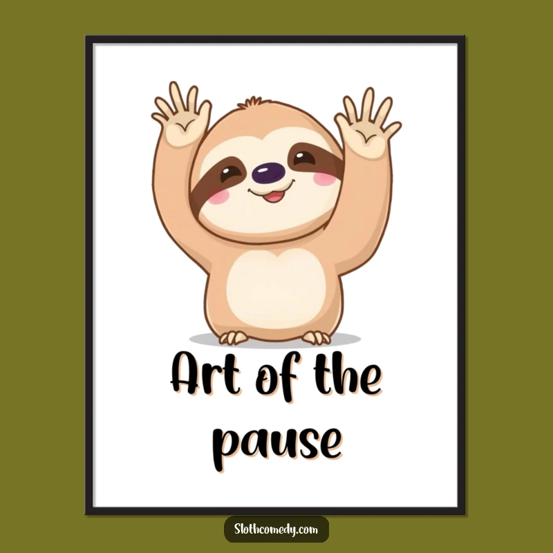 Funny Kawaii Sloth Digital Art: Instant Hilarious Decor, Perfect Gift