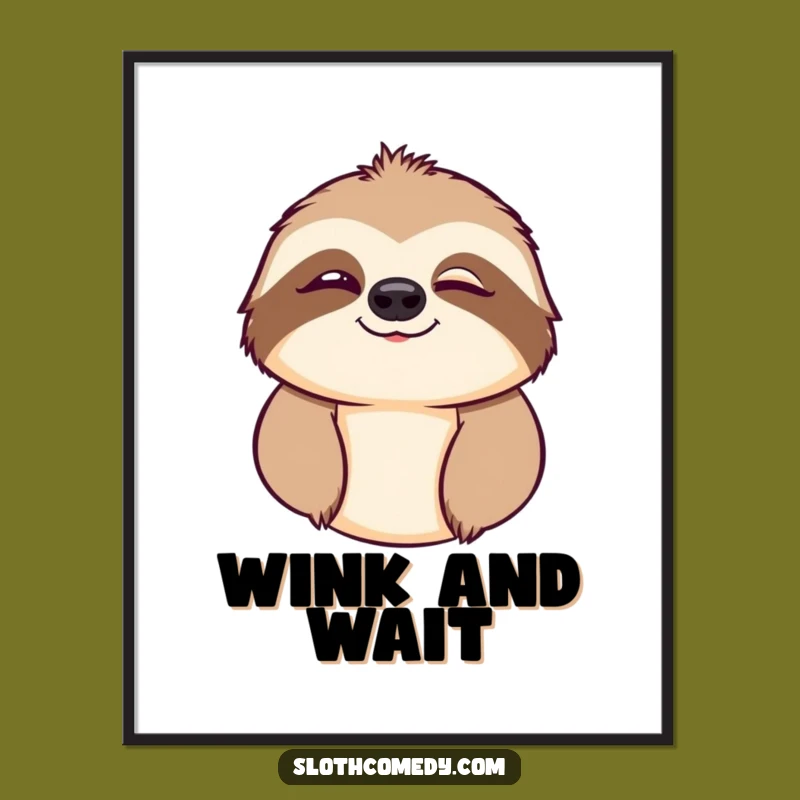 Funny Sloth Wink Digital Art: Instant Comedic Decor, Perfect Wall Art Gift