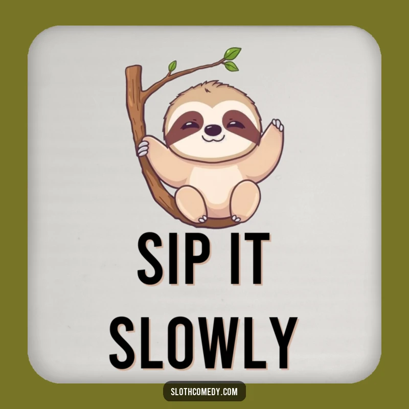 Funny Kawaii Sloth Drink Coaster - Slow Smile Protector, Adorable Relaxed Funny Gift