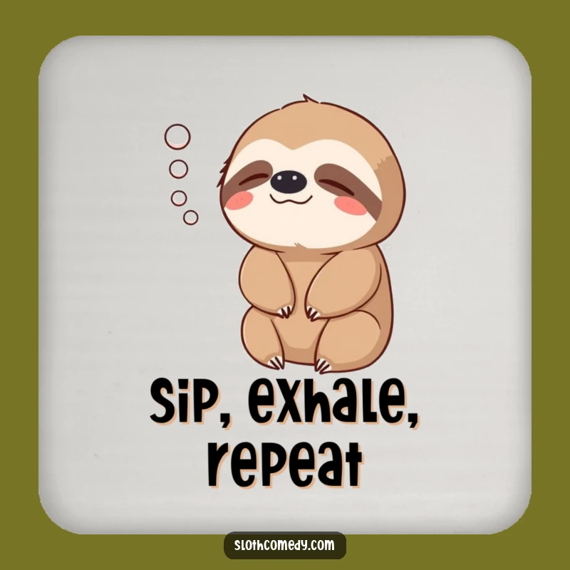 Funny Sloth Exhale Drink Coaster - Protect Surfaces with Peaceful Style