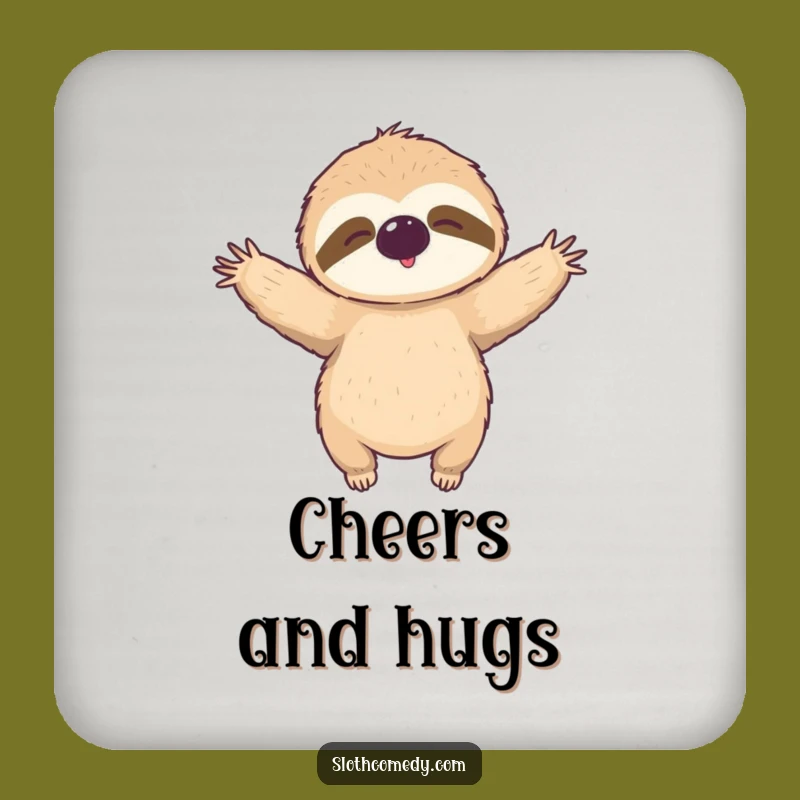 Funny Sloth Hug Drink Coaster - Protect Surfaces with Warmth and Style