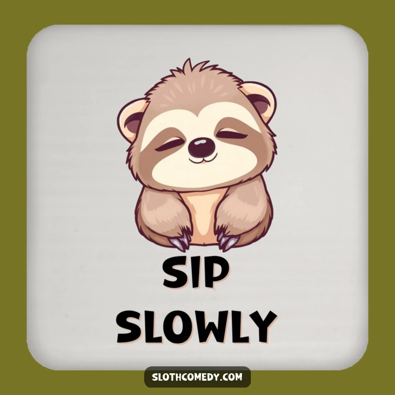 Funny Slow Blink Sloth Coaster Set: Protect Surfaces, Kawaii Design, Funny Gift