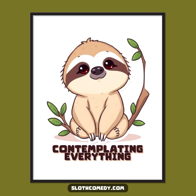 Funny Sloth Poster: Curious Observer Art, Quirky Wall Decor, Unique Funny Gift Idea