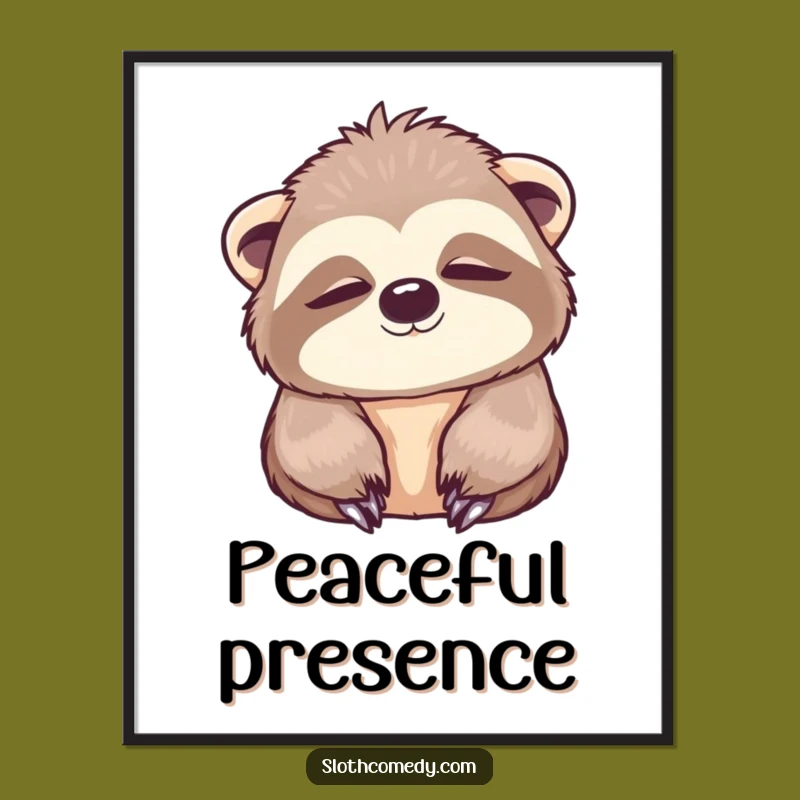 Funny Kawaii Sloth Poster: Peaceful Blink Art, Relaxing Wall Decor Funny Gift