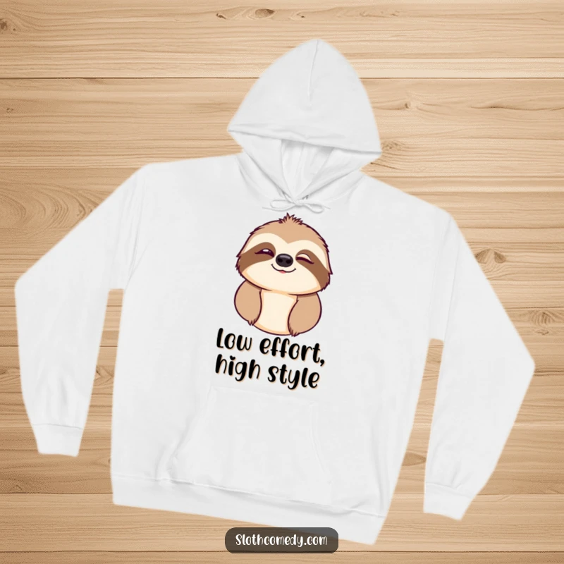 Funny hoodie with a sloth character giving a one-eyed, cheeky wink, perfect for spreading smiles.