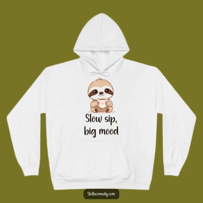 Funny Sloth Tea Time Hoodie: Cozy Up with Comedic Elegance, Warm Gift