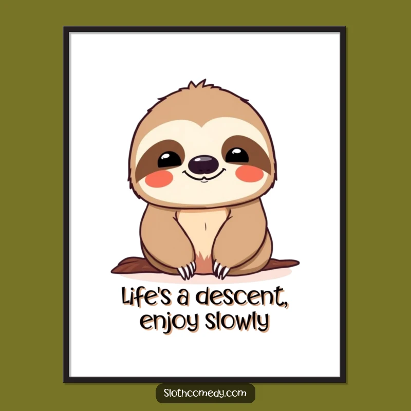 Free Printable Sloth Art: Slow Descent Smile, Relaxed Downloadable Decor