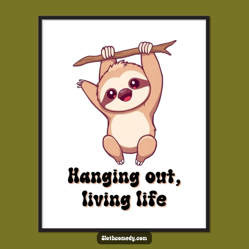 Free Printable Sloth Wall Art Funny Downloadable Decor 'Upside Down' Quirky