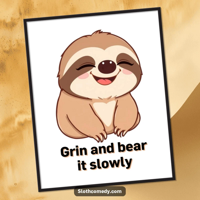 Funny Free Printable Wall Art: A sloth's slow blink transforms into a wide, infectious grin, bringing smiles to your decor.