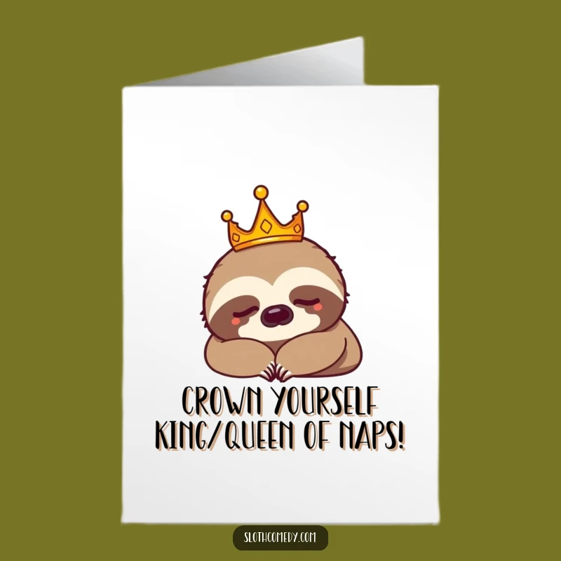 Free Printable Birthday Card: Funny Sloth Crown Napping Design, Perfect Downloadable Gift