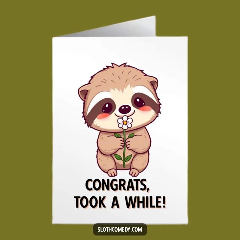 Free Printable Sloth Congrats Card: Effortful Flower Downloadable Gift for Big Wins