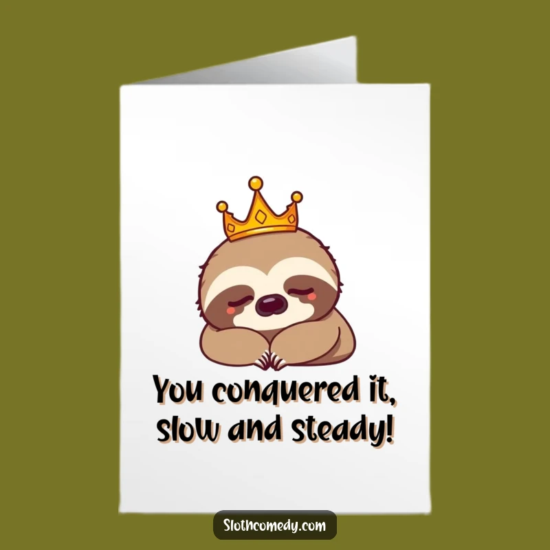Free Printable Congrats Card: Napping Crowned Sloth, Humorous Downloadable Greeting