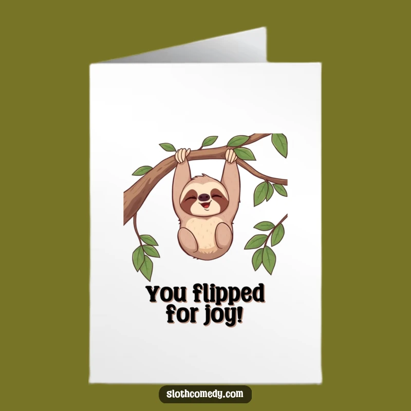 Free Printable Congrats Card: Giggling Sloth Upside Down - Funny Win Download