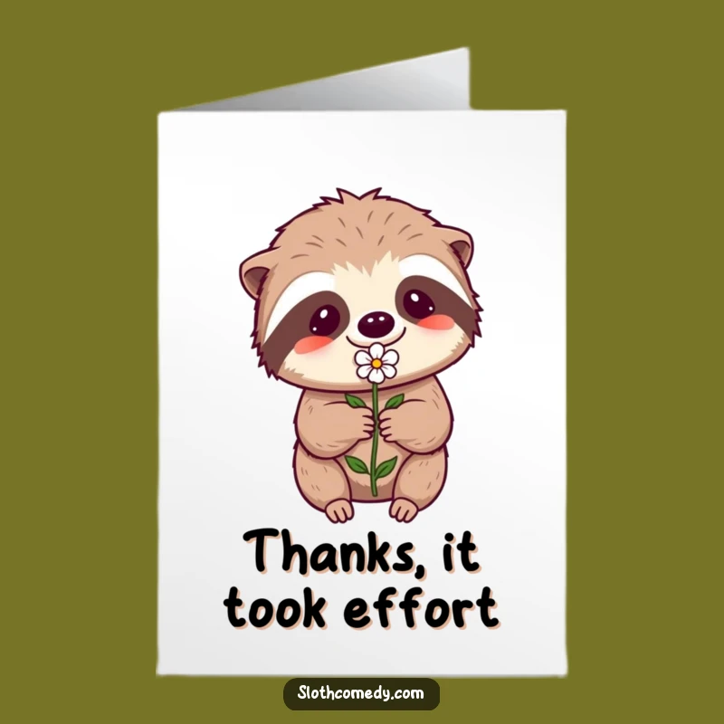Free Printable Sloth Thank You Card: Effortful Flower Downloadable Gift for Deep Gratitude