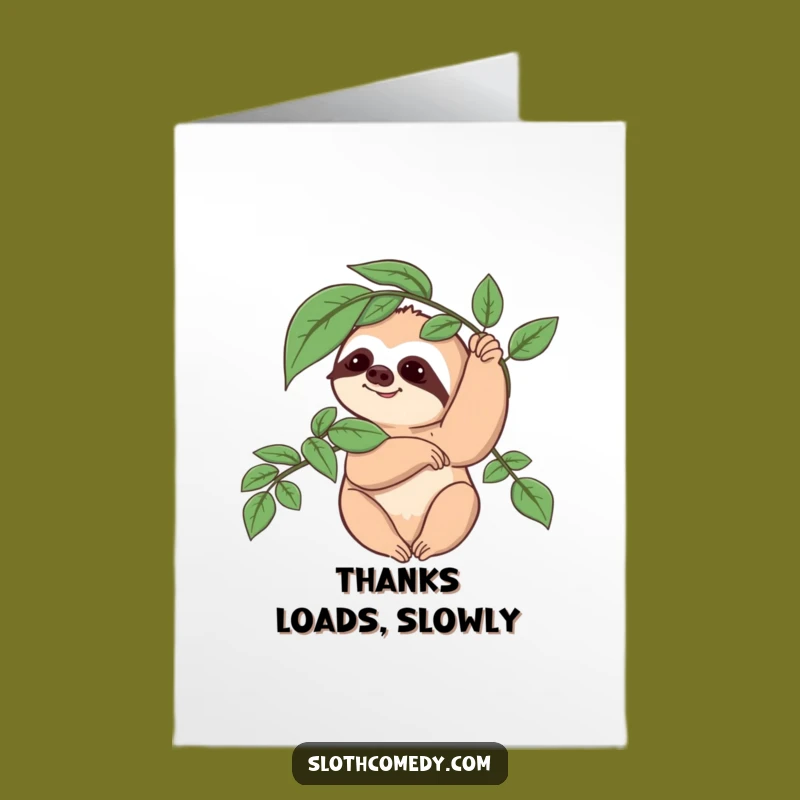 Free Printable Sloth Thank You Card: Leafy Wave Downloadable