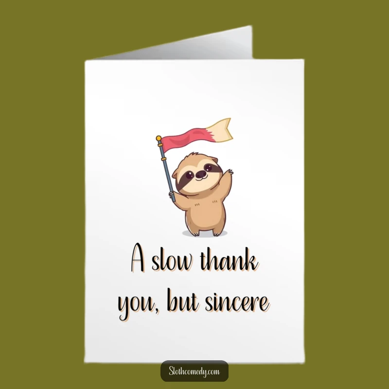 Free Printable Thank You Card: Sloth Waving Flag - Funny Slow Gratitude