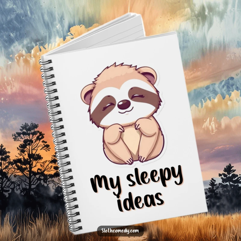 Funny Kawaii Sloth Wink Notebook with a cute sloth giving a sleepy wink, perfect for journaling and humorous note-taking.