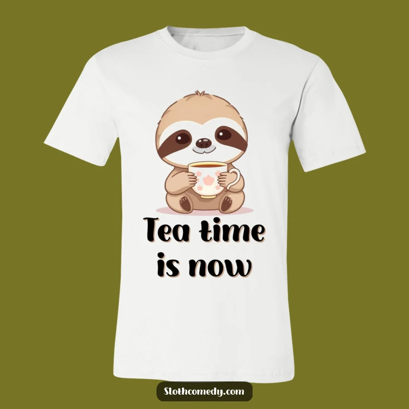 Funny Sloth Tea Time T-Shirt: Embrace Slow Living with Comedic Charm