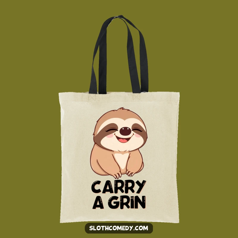 Funny Sloth Grin Tote Bag - Slow Blink to Wide Smile Sloth Carry-All